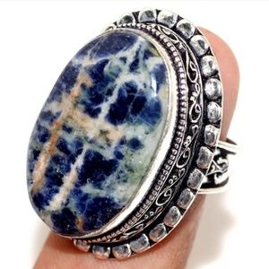 Amazing New Sodalite Silver Ring. Size 7.50